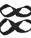 Black powerlifting deadlift straps with antislip design for maximum gains during lifts, rows and shrugs, durable wrist wraps for strength training.