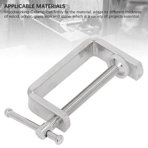 Heavy Duty Quick Grip C Clamp With Secure Locking Mechanism For Effortless Clamping Of Wood Or Metal Panels And Automotive Frames In Workshops And Cabinet Shops, stainless steel construction.