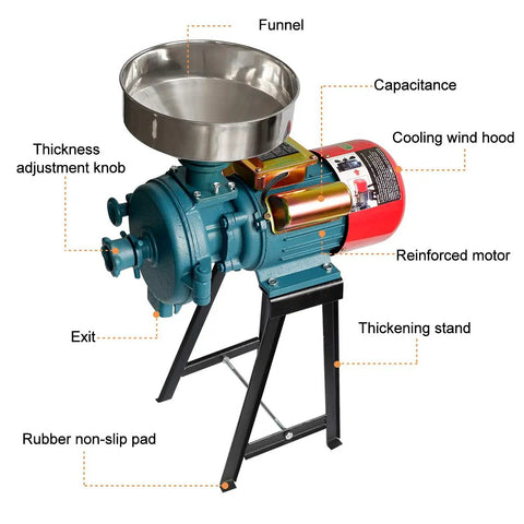 Electric Grain Mill 3000W Grinder For Wet And Dry Cereals Corn And Wheat Milling Heavy Duty Commercial Grain Grinder With Funnel