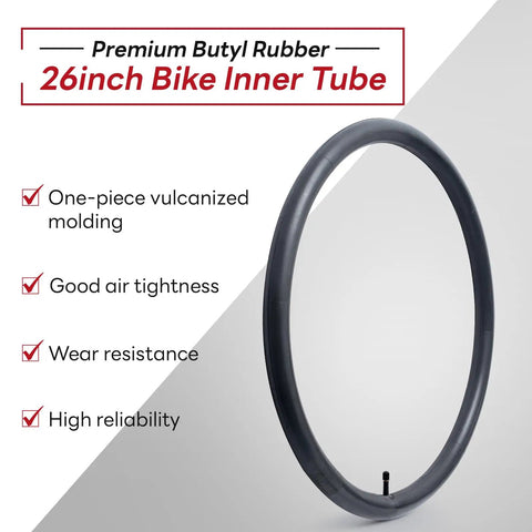 26 Inch Bike Inner Tube Fits 26 X 1.75 To 2.125 AV32mm Schrader Valve Multi Fit for Mountain Road City Cruiser Bikes