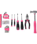 Pink Tool Kit For Women 18 Piece Complete Hand Tool Set With Hammer Wrench Measuring Tape And Screwdrivers For Home Repair DIY Projects.