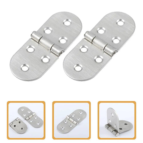 Stainless Steel Table Top Folding Hinges 2 Pack Heavy Duty Cabinet Hinge Set For Dining Tables And Furniture Hardware displayed flat and upright.
