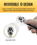 Three Eighth Inch Drive Ratchet With 90-Tooth Quick Release, Four Degree Swing, Reversible Handle, Chrome Alloy Finish, Pro Grade Chrome Vanadium Build, Durable And Easy To Clean For Auto, Home, And DIY Repairs, reversible head close-up