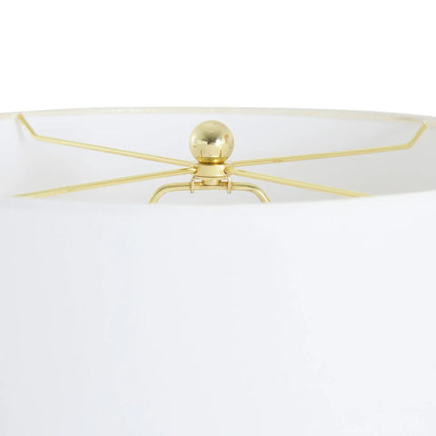 Close-up of the linen shade detail on the Dope Mid Century Modern Tripod Floor Lamp With Linen Shade In Natural And Cream Rubber Wood Base