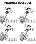 4 Pack Concealed Kitchen Cabinet Hinges With Full Overlay Alignment 105 Degree Soft Close Adjustable Includes 24 Mounting Screws