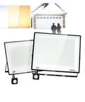 JUDYSSY Led Floodlight Motion Sensor Led Reflector 50W 100W Outdoor Waterproof Spotlight Led Lights Flood Lights Garden for Court,Garden,Warehouse,220V, two 300W floodlights with motion sensors mounted outdoors.