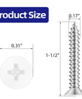 Big Time Grip Flat Head Wood Screws Size Eight By One Half Inch With Crisp White Painted Cap 304 Stainless Steel Mix dimensions.