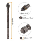 HARFINGTON 2-pack titanium-coated masonry drill bits, 12 mm diameter, 122 mm length, 1/4 in hex shank.