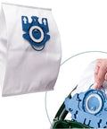 Close-up of 15 Packs Air Clean Dust Bags Replacement For GN Vacuum Bags with blue locking collar detail