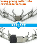 ClicLock Stainless Steel Buckle For Prong Dog Training Collar With Quick Release And Easy Buckle Built Tough For Small Medium And Large Dogs 2.25mm Built To Last For Everyday Training, showing buckle replacement.