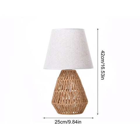 Natural Jute Rope Table Lamp With Boho Farmhouse Coastal Vibe For Bedroom Living Room Dining Room And End Table Lamp Made From Sustainable Flaxen Fabric And Natural Materials For A Cozy Night Stand Light, 42cm tall