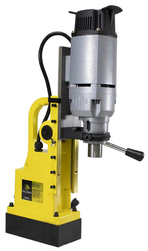 Magnetic Drill Press MD25 1350W High Speed Induction Motor 110V 60Hz For Metal Surfaces 1 In Boring Diameter 7 In Boring Depth 3372 Lb Magnetic Force MT3 Spindle Taper Built For Pros And Serious DIY Projects