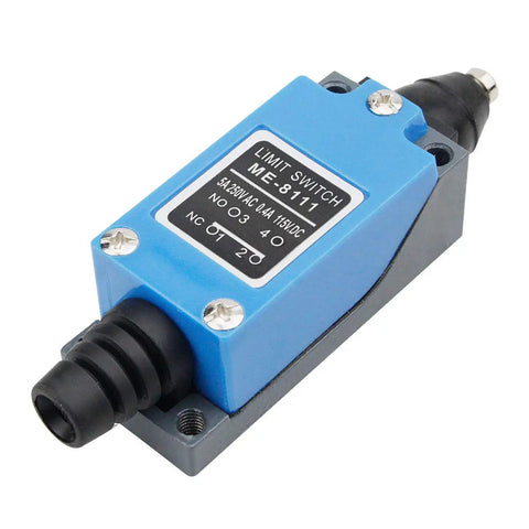 Plunger Momentary Limit Switch ME8111 1NC 1NO 2 Pack Industrial Grade, blue casing, side view