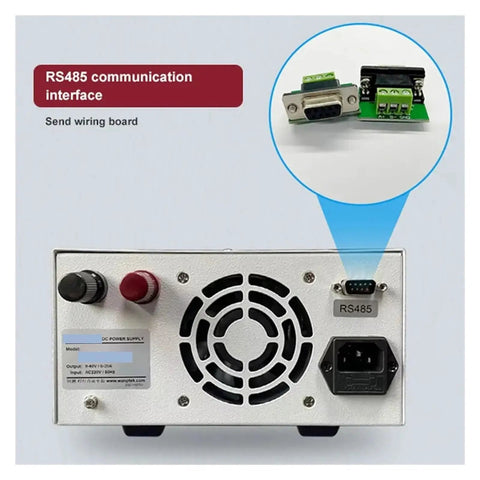 RS485 Enabled Bench Top Power Supply With Output From 0 To 100 Volts And 0 To 30 Amps 3000W Dope Stable Output For Electronics Prototyping And Phone Repair With Over Current And Over Voltage Protection., rear view with RS485 port and cooling fan