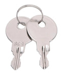 Two silver keys on a keyring, essential for Heavy Duty RV Baggage Door Toolbox With Safety Latch And Drain Bottom Cap Rock Hard Abs Shell Badass Compact Stash Box For Trailers Campers And Motorhomes Killer Build.