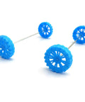 Blue wheels and shafts from 300 Pcs Toy Wheels And 150 Pcs STEM Shafts For DIY RC Cars Boats And Helis Build Your Own Model Projects