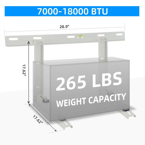 Top Shelf Heavy Duty Mini Split Wall Mount Bracket For Universal Ductless Air Conditioners with 265 lbs capacity, dimensions 28.9 x 17.62 inches.