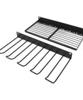 Heavy Duty Wall Mount Power Tool Organizer Rack With Drill Charging Station For A Clutter Free Garage components in black metal.