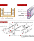 Heavy Duty 9 Inch Full Extension Ball Bearing Telescopic Drawer Slides Two Pair installation guide with dimensions and drawings.