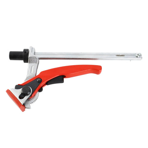 Quick Acting Hold Down Clamp For Woodworking Benches Sturdy Ratchet Press With Desktop Fixed Clip, alloy steel and zinc build