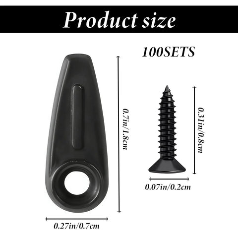 Black metal picture frame turn-button fasteners with screws, 100-piece set