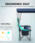 Image showing side view of Oversized Camping Chair With Canopy Shade And Cooler Bag, High Back Support, ergonomic recline feature.