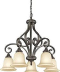 Monroe Downlight Chandelier 5 Light Olde Bronze With Adjustable Height 25 Inch By 27 Inch Wide Ceiling Fixture E26 Socket Compatible