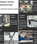 Product detail of Heavy Duty Electric Hydraulic Scissor Lift Table With 660 Pound Capacity And 48V Battery showing thick oil cylinder and operation panel.