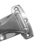 Close-up view of a silver Door T Strap Hinge For Cabinets, Furniture, And Gates Zinc Alloy Tee Hinge Replacement DIY No Fuss Install