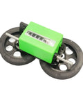 Rock Solid Roller Type Length Measuring Wheel Featuring Stainless Steel And Rubber Counter Meter for fabric and rope tracking on a black wheel.