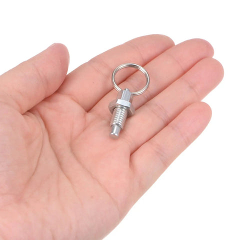 Shop Ready Rock Solid Carbon Steel Spring Plunger With Pull Ring M6x1 Thread Retractable Index Pin held in hand