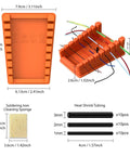 Silicone Soldering Wire Holder With 30 Piece Heat Shrink Tubing Kit, Helping Hands Soldering Stand, 8 Slot Iron Stand For 32 AWG To 12 AWG Wire Welding Fixture, Includes 2 Solder Sponges And Anti Slip Base diagram showing dimensions