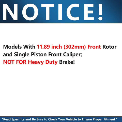 Notice for Front Brake Kit With Ceramic Rotors And Pads For Chrysler Town And Country Dodge Journey Grand Caravan Ram C V Routan.