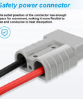 Road Ready 2 Pack Battery Quick Connect Terminals With Snap Tight O Ring Seals And Beefy 8 Awg Cores Handling A Solid 50 Amps Plus 600 Volts For Pickup Trucks And Marine Rigs close-up of gray connector with red and black wires.
