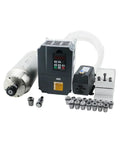 No Sweat Setup 5.5KW Water Cooled Spindle Motor Kit With Dual Voltage VFD And ER25 Chuck components for CNC engraving.
