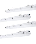 Four Eight Foot LED Vapor Tight Shop Light 100W 12000LM IP65 Waterproof Lights for Parking Garages and Car Washes with Stainless Clips