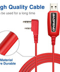 USB Programming Cable For Ham Radios CHIRP Ready Compatible With UV-5R Mini BF-F8HP Pro 5RM K5 Plus DM32 UV-32 GMRS Red cable