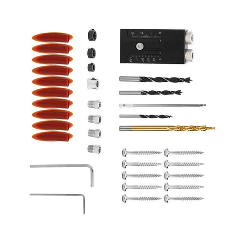 Pro-Grade Pocket Hole Jig Kit With Oblique Drilling Locator And Dual Woodworking Guides, Aluminum Alloy Pocket Jig components