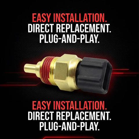 Top Shelf Engine Coolant Temperature Ect Sensor Direct Fit Replacement For Hyundai Kia, showing a brass and plastic sensor.