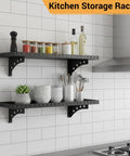 Heavy Duty Garage Wall Shelf Set 2 Pack 1x2 Foot Steel Shelving Racks Holds Up To 100 Lbs Each For Tools Toolbox And Gear Ideal For Workshop Garage And Home Office Organization, wall-mounted kitchen storage rack