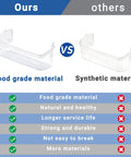 Comparison of fridge door bin replacement part side shelf rack showing food grade vs synthetic material differences.