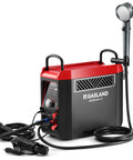 G3 Pro 1lb Propane Portable Water Heater And Shower Pump For Outdoor Adventures, showing controls and shower head, black and red.