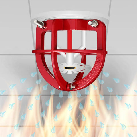 Sick Fire Sprinkler Head Guard Cover Metal Cage Protector Shell For Ceiling Mount Easy Hook Up visualizing protection for 3.34 inch nozzle.