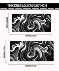 Image showing the dimensions and design of XL Gaming Mouse Pad with Stitched Edges, Black And White Desk Mat, Extra Large 31.5 By 15.8 Inches.