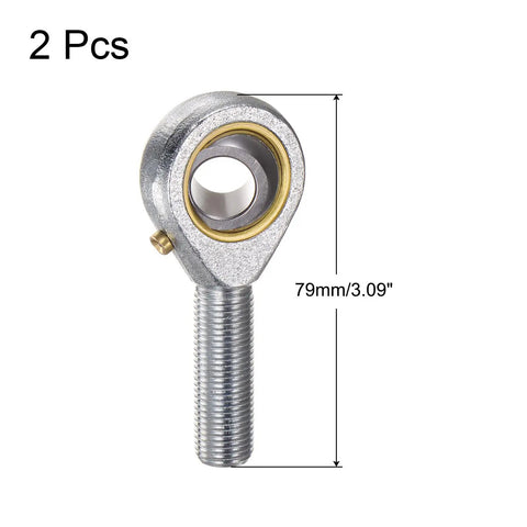 2 Pcs Two Pack One Half Inch Bore Rod End Bearing With One Half By Twenty Right Hand Thread Self Lubricating Joint Jam Nut Included POSB8 Style Beefy Steel Body For Smooth Motion And Up To Nine Degrees Misalignment, 79mm