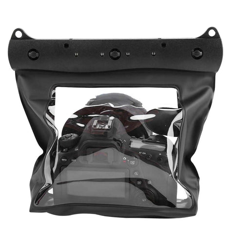 Transparent front view of Fully Sealed DSLR Camera Housing With Anti Shock Design For 20 Meter Underwater Depth Rugged Dry Bag Pouch