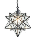 Big 16 Inch Moravian Star Pendant Light With Clear Glass Adjustable Chain Hanging Star Ceiling Fixture For Kitchen Bedroom Entryway Dining Areas