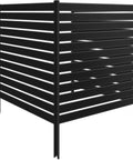 Heavy Duty 3 Panel Metal Privacy Screen Fence For Outdoor Spaces 42 Inch Tall 38 Inch Wide Panels in black, slatted design