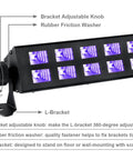 Kickin Black Light Bar For Parties And Neon Decor 54W 395nm UV LED Blacklight with adjustable bracket and rubber washer