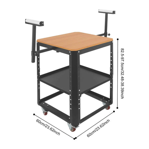 Beefy Mobile Planer Stand With Wheels And 550 Lbs Load Capacity, height adjustable saw planer table with extension rollers.